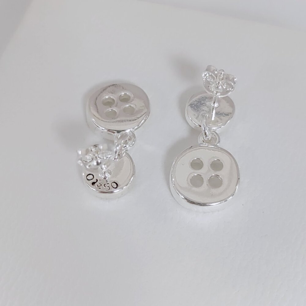 Uno de 50 Double Trouble Earring Button Earring, Long Stud Earring Silver Plated - Picture 7 of 8